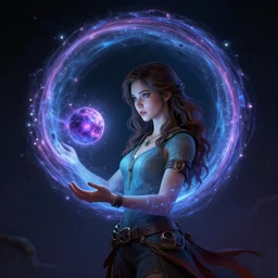 a woman is holding a portal to another universe, style of cedric peyravernay wlop greg rutkowski, featured on cgsociety, fantasy art, daz 3 d, behance hd, artstation hd