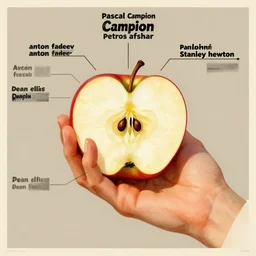 diagram of hand holding half an apple showing seeds, limited neutral palette, by pascal campion, petros afshar, anton fadeev, dean ellis, randolph stanley hewton, beautiful graphic, propaganda poster art 1 9 7 0 s illustrated advertising art, painterly design