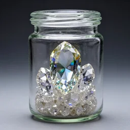 magic ruby crystal a jar of glass, 8 k photography, realistic