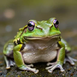 portrait of a frog with purple eyes