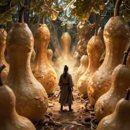 xianxia master in a field of giant gourds
