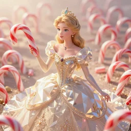 princess of a polygonal candycane land, light dust, magnificent, close up, details, sharp focus, elegant, highly detailed, illustration, by Jordan Grimmer and greg rutkowski and PiNe(パイネ) and 薯子Imoko and 香川悠作 and wlop and maya takamura, intricate, beautiful, Trending artstation, pixiv, digital Art