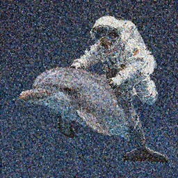 realistic dolphin in space with a space suit