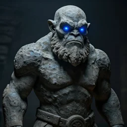 a stone golem with blue glowing eyes, dramatic lighting, cinematic, establishing shot, extremely high detail, photo realistic, cinematic lighting, post processed, concept art, artstation, matte painting, style by eddie mendoza, raphael lacoste, alex ross