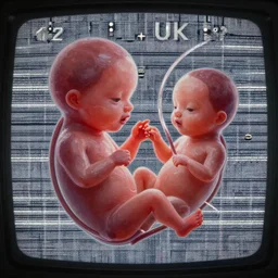 picture of fetus with a cord, coming out from the television static noise, 8k, unreal engine, concept art, oil paiting, artstaion, higly detailed, ultra hd