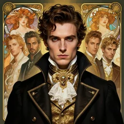 portrait of a handsome cyberpunk victorian man, beautiful symmetrical face, fantasy, regal, by stanley artgerm lau, greg rutkowski, thomas kindkade, alphonse mucha, loish, norman rockwell.