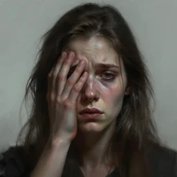 if despair had a face it would be this, concept art, highly detailed, cinematic lighting, digital art painting by greg rutkowski