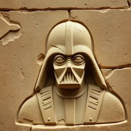 ancient mesopotamian sandstone wall relief sculpture of darth vader, ur, iraq, featured in the smithsonian magazine