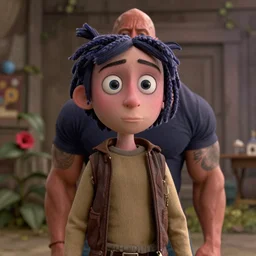 A still of Dwayne Johnson in the film Coraline, highly detailed, very detailed, extremely detailed, detailed, HD Quality, taken in the mid 2000s