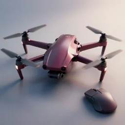 concept art for a quadcopter drone, maroon accents, metallic reflections, gorgeous soft lighting, star citizen, trending on artstation, smooth, origin jumpworks, dji top down view, computer mouse, central focus