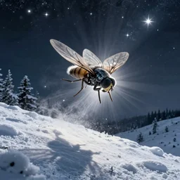 fly and light landscape stars snow detailed illustration surrealism by valentin gubarev