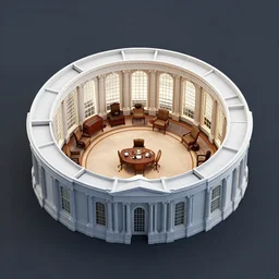 3 d isometric architectural render of the oval office, octane render, trending on artstation, cgsociety
