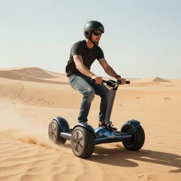 a hoverbike rider in the desert, by augustus osborne lamplough