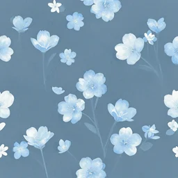 minimalistic wallpaper of light blue flowers and white flowers, matte painting