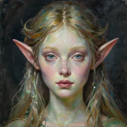 highly detailed portrait of an elven fairy, high quality oil painting artstyle, in the style of leonid afremov, deviantart, figurative art, deviantart, ilya kuvshinov, lovecraftian, very detailed face, portrait