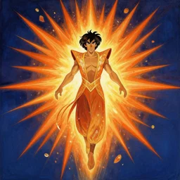 symmetry! portrait of aladdin, orange spike aura in motion, floating pieces, painted art by tsuyoshi nagano, greg rutkowski, artgerm, alphonse mucha, spike painting