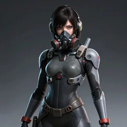 kyoto animation, cool girl wearing cyberpunk intricate jumpsuit, respirator, detailed portrait, cell shaded, 4 k, concept art, by wlop, ilya kuvshinov, artgerm, krenz cushart, greg rutkowski, pixiv. cinematic dramatic atmosphere, sharp focus, volumetric lighting, cinematic lighting, studio quality