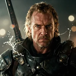 christopher hitchens in gears of war, splash art, movie still, cinematic lighting, ray tracing, detailed face, octane render, long lens, shallow depth of field, bokeh, anamorphic lens flare, 8 k, hyper detailed, 3 5 mm film grain
