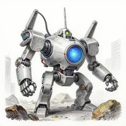 crayon drawing of the machine uprising
