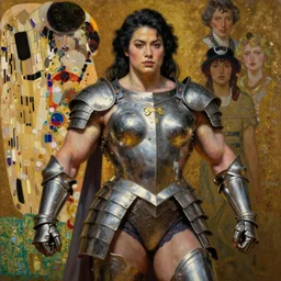 highly detailed oil painting of beautiful thick muscular female bodybuilder mai shiranui as adepta sororita in armour, very intricate, cinematic lighting, award - winning, the good spirit of god, by roberto ferri, by tom bagshaw, by j. c. leyendecker and klimt, beautiful cinematic light, american romanticism, by austin osman spare, artstation,
