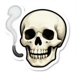 a sticker illustration of a funny skull smoking