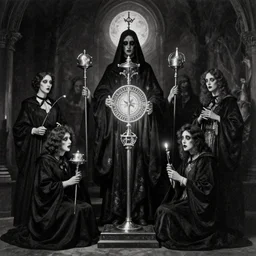 hermetic order of the golden dawn, vintage photo, victoriana, bw, creepy, atmospheric