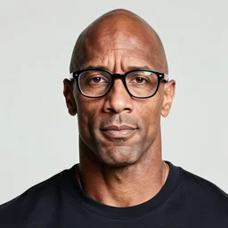the scrawny dwayne the rock johnson's face wearing nerd glasses