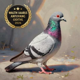 High-Quality painting of a pigeon, colorful, very detailed, peaceful, digital art.