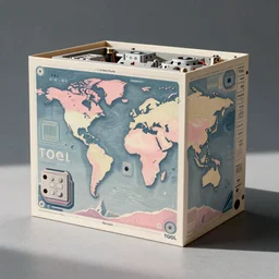 photograph of a pastel screen print of a world locked in a mechanical box. Printed on thick paper of album artwork for the band TOOL designed by Ash Thorp.