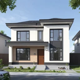 modern asian inspired two story house
