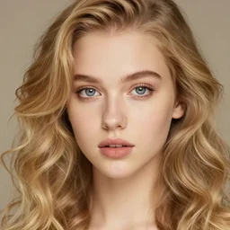 photorealistic girl with gold wavy hair and large bewbs