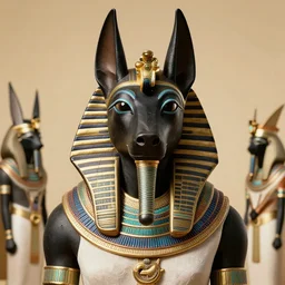 portrait of real goddess black oni mask ra anubis, looking towards the camera. egyptian, afro style, anubis family, egyptians worshipping them. high details, humanoid demigod.