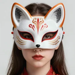 A girl wearing a fox mask, face, detailed, intricate, elegant, highly detailed, digital painting, artstation, concept art, smooth, sharp focus, illustration, art by Krenz Cushart and Artem Demura and alphonse mucha