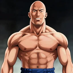 anime of dwayne the rock johnson in dragonball by akira toriyama, dwayne the rock johnson, 8 k, highly detailed, detailed face
