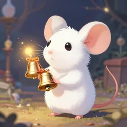 extremely detailed concept art cute white mouse holding a magical jingle bell by makoto shinkai and lois van baarle, ilya kuvshinov, rossdraws, global illumination, octane render, digital art, trending on artstation, sharp focus, 4 k