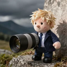 plush toy of boris johnson, sigma 85mm