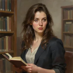 perfectly - portrait of a beautiful female librarian character, intricate, highly detailed, digital painting, loose brush strokes, realistic shaded lighting, artstation, concept art, smooth, sharp focus, illustration, realism, oil painting, unreal engine 5, 8 k, art by peter mohrbacher and and sam spratt