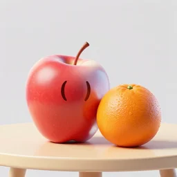an ((((apple)))) ((((((orange)))))) on a table, digital art, highly detailed, trending on artstation