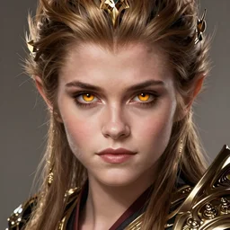 Emma Watson as monkey king from dota 2, sci-fi, amber eyes, face, long hair, fantasy, intricate, elegant, highly detailed, digital painting, artstation, concept art, smooth, sharp focus, illustration, art by artgerm and greg rutkowski and alphonse mucha