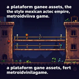 “a plataform gane assets, in the style of mexican actec empire, metroidvania game ”