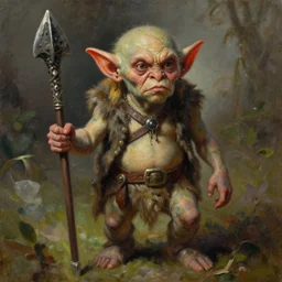 a dnd goblin, realistic oil painting by Thomas Cole and Wayne Barlowe