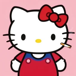 hello kitty smoking a cigarette