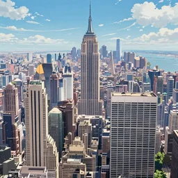 aerial view of new york city in the year 2 1 0 0, anime background by studio ghibli