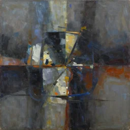 beautiful oil painting of a meticulous abstract piece evoking ennui with unison and and destructive flow, dark tertiary colors colors by silvan m. scanu, nemanja nikolic, featured on artstation, instagram, behance, oil paint texture, abstract