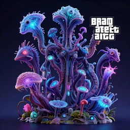 3d cyberplant abyssal  bioluminiscent animals hyperbeast by Brock Hofer digital art, ArtStation  GTA cover comics style  by James Gurney and beeple global illumination Volume lighting Pixar and Disney tone mapping sharp focus