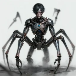 detailed beautiful cool male character art depicting am infected zombie monster. metal spider limbs, cyborg, concept art, depth of field, on amino, by sakimichan patreon, wlop, weibo, bcy. net, colorhub. me high quality art on artstation.