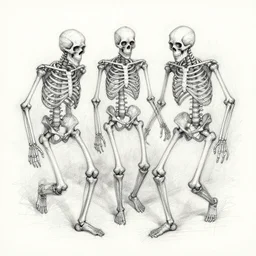 thin chaotic pen and pencil sketch of skeletons in perspective wireframe by finlay von patrick duffill wireframe