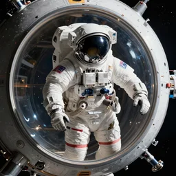 A highly detailed astronaut inside a Dyson sphere, hyper realistic, environment, unigine render, nasa, space