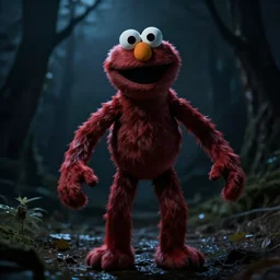 scary elmo with long, slim, gangly arms, horror, slenderman, terror, night cam footage