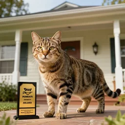 big cat on house with walter white award - winning photography 4 k